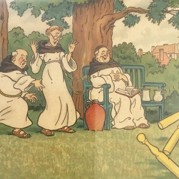 Vintage Harry Eliott Franciscan Monks Friars Lawn Bowling Framed Art Print - Picture 9 of 10